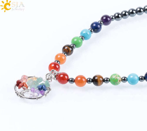 Chakra Crystal Tree Of Life Necklace